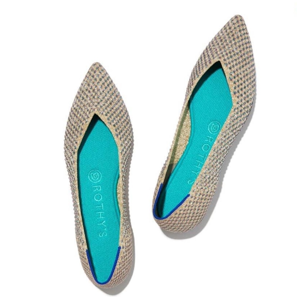 🆕 Rothy's The Point Multi Metallic Woman Flats Size 10 NWOB *RETIRED COLOR*